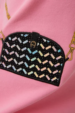 Buy AIGNER Pink Bag Motif Short Sleeved Dress in Cotton Stretch