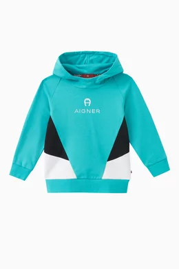 Buy AIGNER Blue Logo Hoodie in Cotton For Baby Boys Online