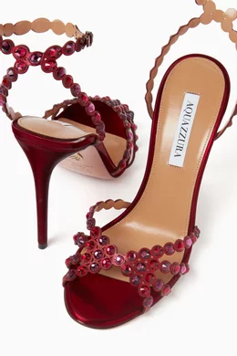 Buy Aquazzura Red Tequila 105 Sandals in Leather For Women Online