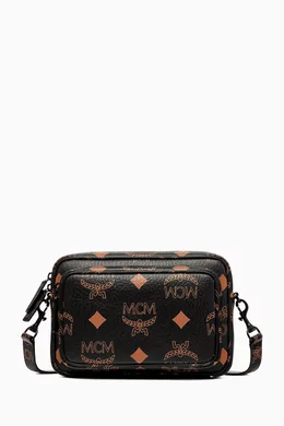 Buy MCM Black Mini Aren Crossbody Bag in Visetos Monogram Canvas For Women Online Ounass Bahrain