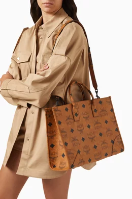 Buy MCM Brown Large Munchen Maxi Tote in Visetos Monogram Canvas For Women Online Ounass Bahrain