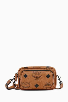 Buy MCM Brown Mini Aren Crossbody Bag in Visetos Monogram Canvas For Women Online Ounass Bahrain