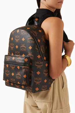Buy MCM Black Medium Maxi Stark Backpack in Visetos For UNISEX Online Ounass Bahrain