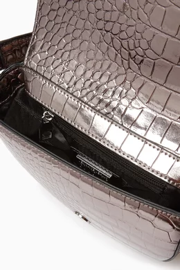 Versace jeans mock croc silver handbag on sale