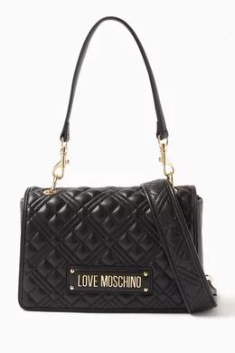 Buy Love Moschino Black Small Shoulder Bag in Quilted Faux leather For Women Online Ounass Bahrain