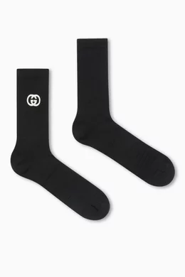 Buy Gucci Black Interlocking GG Socks in Cotton blend For Women Online Ounass Bahrain