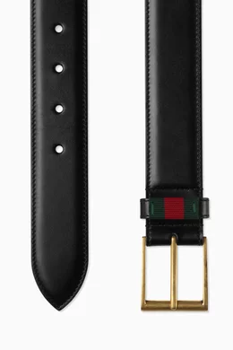 Gucci leather belt with web online
