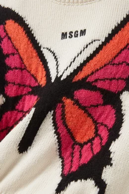 Buy MSGM Neutral Embroidered Butterfly Pullover in Wool Blend For Girls Online Ounass Bahrain