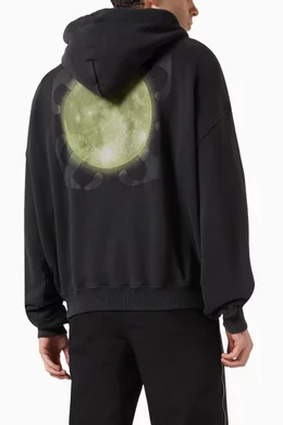 Buy Off-White Black Super Moon Arr Over Hoodie in Cotton For Men 