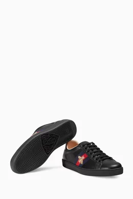 Buy Gucci Black Ace Embroidered Low top Sneakers in Leather For Men Online Ounass Bahrain