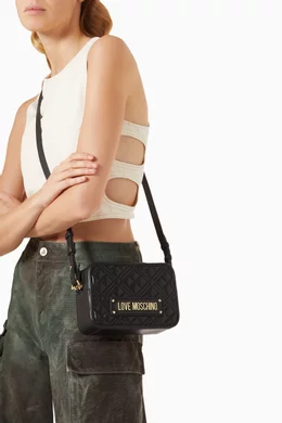 Buy Love Moschino Black Small Camera Bag in Quilted Leather For Women Online Ounass Bahrain