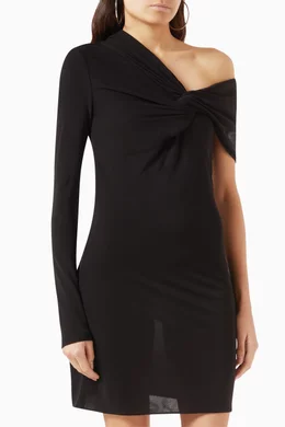 Buy SAINT LAURENT Black Twist One shoulder Mini Dress in Viscose For Women Online Ounass Bahrain