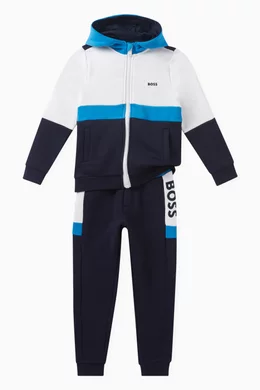 Buy BOSS Kidswear Blue Colour block Hoodie For Kids Online Ounass Bahrain