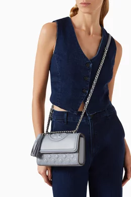 Buy Tory Burch Blue Small Fleming Convertible Shoulder Bag in Leather For Women Online Ounass Bahrain