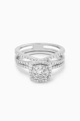 Buy Damas White OneSixEight Siempre Diamond Rings in 18kt White Gold Set of 2 For Women Online Ounass Bahrain
