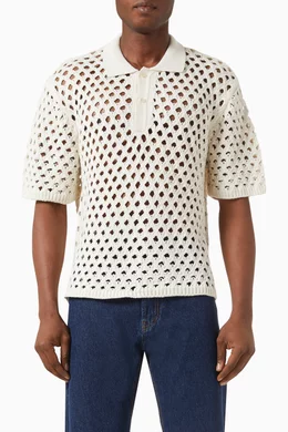 Buy Stüssy Multicolour Big Mesh Polo Sweater in Cotton Knit For 