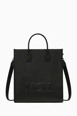 Mcm black medium tote hot sale