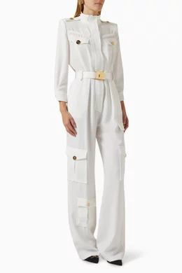 White cargo jumpsuit sale