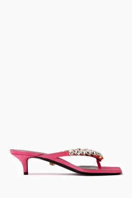 Buy Versace Pink Crystal Thong Sandals in Satin For Women Online