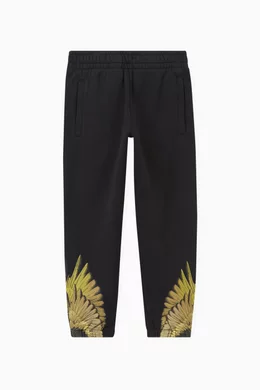 Buy Marcelo Burlon Black Iconic Wings Printed Sweatpants in Cotton For Boys Online Ounass Bahrain