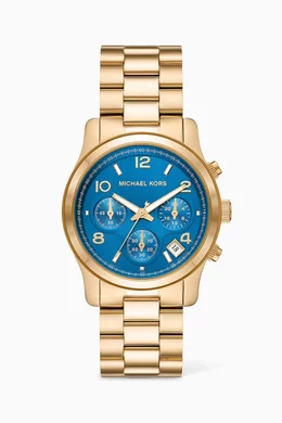 Buy Michael Kors Gold Runway Chronograph Stainless Steel Watch 38mm For Women Online Ounass Bahrain