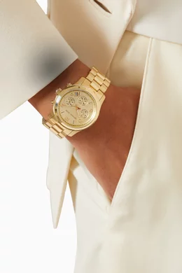 Buy Michael Kors Gold Runway Chronograph Stainless Steel Watch 38mm For Women Online Ounass Bahrain