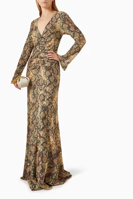 Khaki snake print dress top