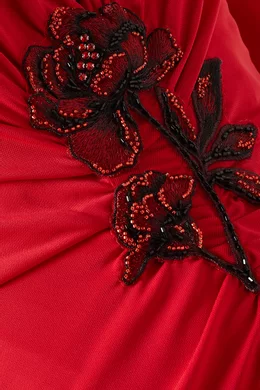 Buy Marchesa Notte Red Floral Applique Gown in Jersey For Women Online Ounass Bahrain