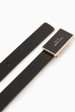 Buy Kate Spade New York Black Enamel Plaque Buckle Belt in 