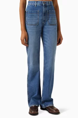 Buy SANDRO Blue Flared Faded Jeans in Denim For Women Online