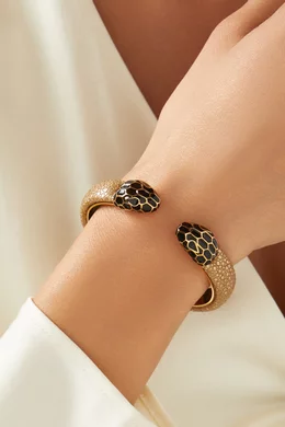 Gold Bvlgari Bracelet Snake Leather Serpenti Forever Bracelet In