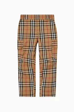 Buy Burberry Neutral Check Print Pants in Cotton For Kids Online Ounass Bahrain