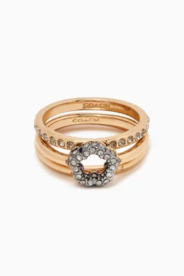 Buy Coach Gold Pave Tea Rose Ring Set in Metal For Women Online Ounass Bahrain