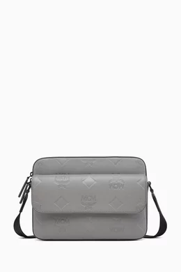 Buy MCM Grey Medium Aren Messenger Bag in Leather For UNISEX Online Ounass Bahrain