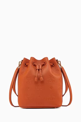 Buy MCM Brown Medium Dessau Drawstring Bucket Bag in Monogram Leather For Women Online Ounass Bahrain