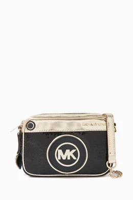 Buy Michael Kors Kids Black MK Camera Bag in Sequinned Faux Leather For Girls Online Ounass Bahrain
