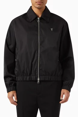 Buy AMI Black Ami de Coeur Zipped Jacket in Nylon blend For Men Online Ounass Bahrain