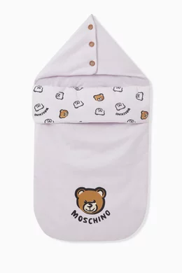 Buy Moschino Purple All over Teddy Bear Sleeping Bag in Organic Cotton Fleece For Baby Boys Online Ounass Bahrain