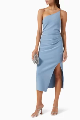 bec and bridge blue one shoulder dress Sol Maxi Dress in Mediterranean Blue