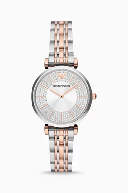 Buy Emporio Armani Multicolour Gianni Quartz Two tone Stainless Steel Watch 32mm For Women Online Ounass Bahrain