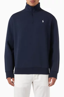 Buy Polo Ralph Lauren Blue Turtleneck Zip Sweatshirt in Cotton blend For Men Online Ounass Bahrain
