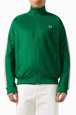 Buy Fred Perry Green Contrast Tape Track Jacket in Tricot For Men Online Ounass Bahrain