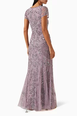Buy Amelia Rose Purple Embellished Maxi Dress in Tulle For Women Online Ounass Bahrain