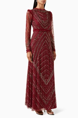 Buy Amelia Rose Purple Embellished Maxi Dress in Tulle For Women Online Ounass Bahrain