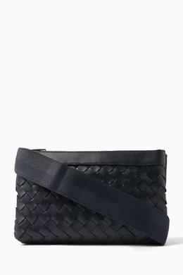 Buy Bottega Veneta Blue Classic Intrecciato Crossbody Bag in Leather For Men Online Ounass Bahrain