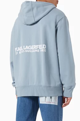 Buy KARL LAGERFELD Blue Rue St Guillaume Zip Hoodie in Organic Terry For Men Online Ounass Bahrain