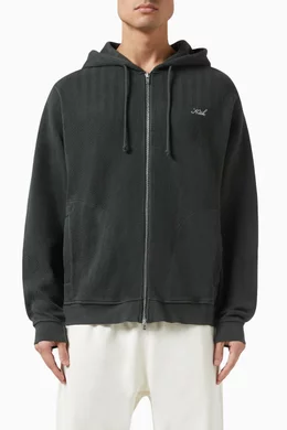Buy Kith Grey Williams V Zip up Hoodie in Cotton Fleece For Men Online Ounass Bahrain