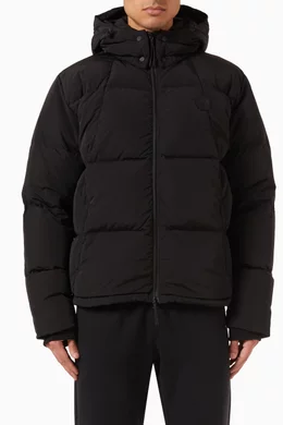 Buy Kith Black Midi Puffer Jacket in Wrinkle Nylon For Men Online Ounass Bahrain