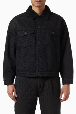 Buy Kith Black Monogram Sherpa lined Centre Jacket in Denim For Men Online Ounass Bahrain