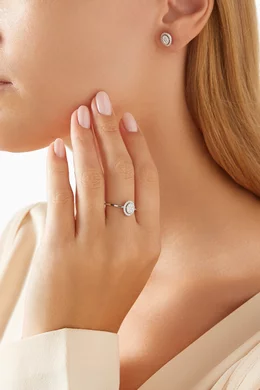 Buy Damas White Illusion Oval Diamond Stud Earrings in 18kt White Gold For Women Online Ounass Bahrain